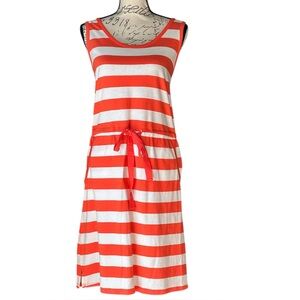 Merona Dress Womens White and Orange Cotton and
Model Striped Size Medium